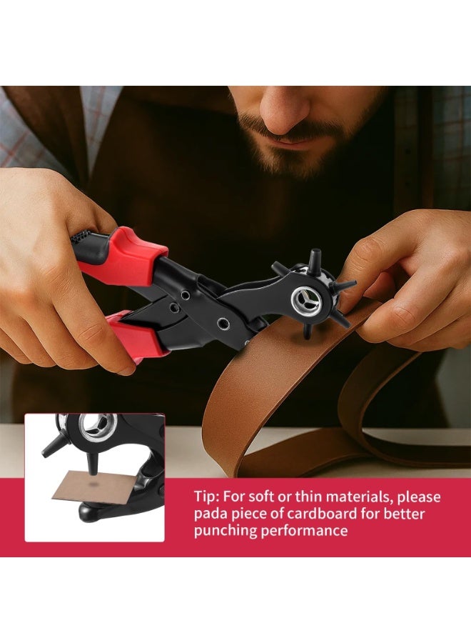 أوشيما مقصات ثقب الجلد، مقص ثقب حزام مع تروس عارضة 2.0 مم، أداة ثقب احترافية متوافقة، مقص ثقب عالي الكفاءة للجلد لصناعة أحزمة وملابس القماش والكرتون والأحذية - Image 5